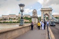 The chain bridge in Budapest, Hungary.