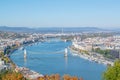View of the Danube river with bastion and bridge in Budapest Royalty Free Stock Photo