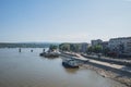 View of Danube River and houses along river Royalty Free Stock Photo