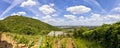 View of the Danube of Vienna and the Saint Leopold's Church on Leopoldsberg