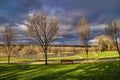 Moody Clouds Over A Spring Park Royalty Free Stock Photo