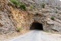 View of dark old long tunnel used to to go Town of Kemaliye