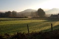 view from Darnick to Eildon Hills on freezing winters morning