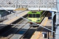 View of DART train at Malahide train station in Dublin, Ireland. Royalty Free Stock Photo