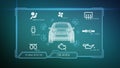 Dashboard smartcar interface on a background 3d rendering Royalty Free Stock Photo