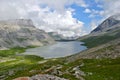 View of the Daubensee in Leukerbad in the Swiss Alps