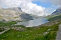 View of the Daubensee in Leukerbad in the Swiss Alps