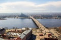 View of Daugava River, Library and Akmens Bridge