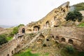 View of David Gareja Lavra orthodox monastery caves built in rock Royalty Free Stock Photo