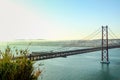 View on 25 de Abril Bridge from Almada district, Lisbon, Portugal