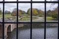 View from De Haar Castle on the access bridge and the large courtyard