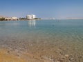 View of the Dead Sea with hotels ashore. Israel Royalty Free Stock Photo