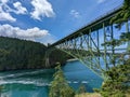 Archway Bridge Overlooking Bay with Sky and Water with Clouds Royalty Free Stock Photo