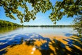 View of the Dechsendorfer Weiher in Dechsendorf near Erlangen. Landscape by the lake