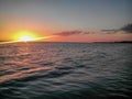 View from deck of cruise ship with beautiful, sunrise under water Royalty Free Stock Photo