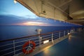 View from deck of cruise ship. sunset. Royalty Free Stock Photo