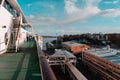 View from the deck of MS Silja Serenade of the Olympic Terminal in Helsinki on a spring day