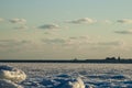 View across New Bedford outer harbor on cold winter evening Royalty Free Stock Photo