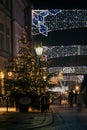 View on the decorated for Christmas city