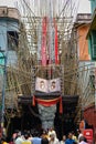 View of decorated Durga Puja pandal in Kolkata, West Bengal, India on October 02, 2022. Royalty Free Stock Photo