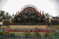 View of decorated Durga Puja pandal, a temporary temple, Durga Puja festival Royalty Free Stock Photo