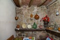 View of the decoration of a dining room with old objects in a Catalan farmhouse, Royalty Free Stock Photo