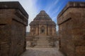 View at the Decorative stone relief Columns in Konark Sun Temple Odisha, India