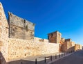 View of defensive walls of Niebla castle, in Huelva, Andalucia, Spain