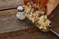 View of delicious popcorn with salt