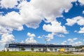 View of the Delta airplane hanger building from a distance Royalty Free Stock Photo