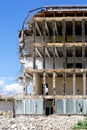 View of the demolition of a multi-storey building. Dismantling and demolition of buildings and structures. Destroy concrete Royalty Free Stock Photo