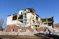 View of the demolition of a multi-storey building. Dismantling and demolition of buildings and structures. Destroy concrete Royalty Free Stock Photo