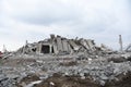 View of the demolition of a multi-storey building. Dismantling and demolition of buildings and structures. Destroy concrete Royalty Free Stock Photo