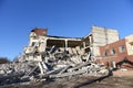 View of the demolition of a multi-storey building. Dismantling and demolition of buildings and structures. Destroy concrete Royalty Free Stock Photo