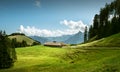 View on Dent de Broc mountain from a hiking path, Switzerland