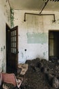 Derelict Chair Bird Poop - Abandoned Creedmoor State Hospital - New York Royalty Free Stock Photo