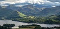 View of Derwentwater lake from Lattrig moorland, England