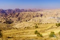 Desert mountain landscape along the King highway, in Southern Jordan