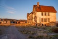 Abandoned houses. Remains of old houses in village. Royalty Free Stock Photo