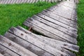 View of the destroyed wooden stairs going down Royalty Free Stock Photo