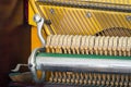Detail of a hammer rail of an upright piano Royalty Free Stock Photo