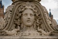 View at detail of historic street lamp on Schwerin Castle bridge