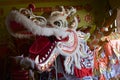 View of the details of the head of the dragon in the decoration in the interior of Fung Loy Kok International Taoist Tai Chi Centr