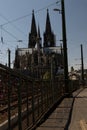 View from the deutzer bridge on the cathedral of cologne germany Royalty Free Stock Photo