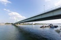 View of the Deutzer Bridge from the Rhine Royalty Free Stock Photo