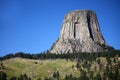 View of the Devil`s tower in Wyoming Royalty Free Stock Photo