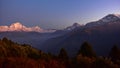 View of Dhaulagiri & Annapurna mountain ranges at dawn from Poon Hill summit, Nepal