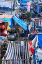 Dhobi Ghat is an open air laundromat lavoir in Mumbai, India with laundry drying on ropes