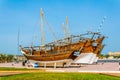 View of a dhow ship in front of the naval museum in Kuwait....IMAGE Royalty Free Stock Photo