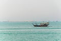 View of a dhow ship on an open sea in Kuwait Royalty Free Stock Photo